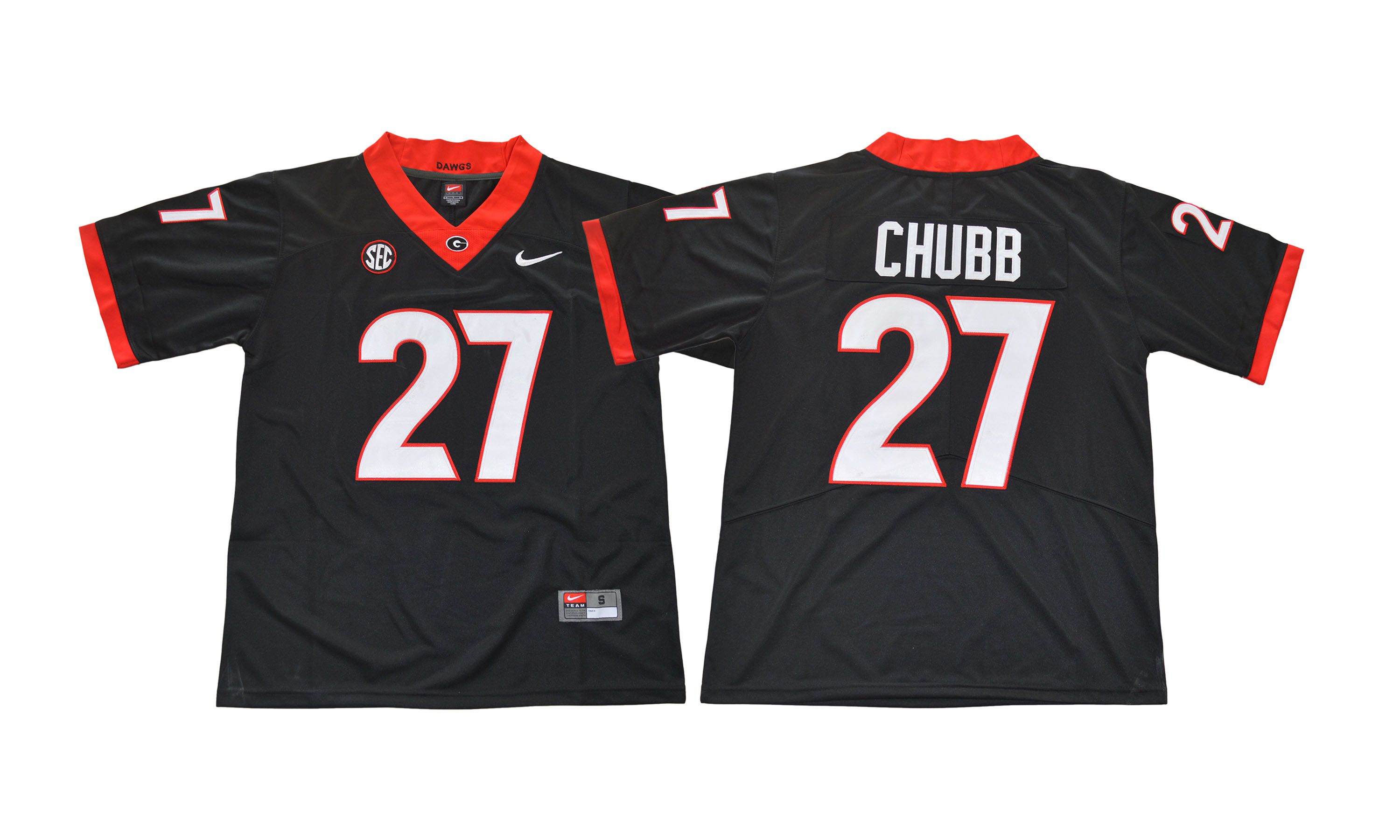 Men NCAA 2017 Georgia Bulldogs #27 Nick Chubb black Jersey